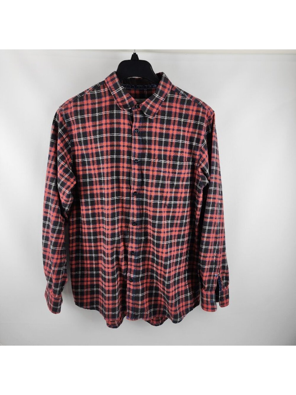 32 BAR BLUES Shirt Mens Large Multi Plaid Long Sleeve Button Up